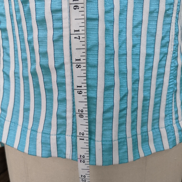 Turquoise white striped blazer seersucker 8 - Picture 7 of 14